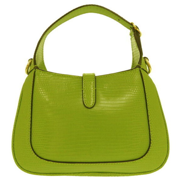 Gucci Jackie Bag Lizard Green Yellow Handbag - Picture 2 of 8